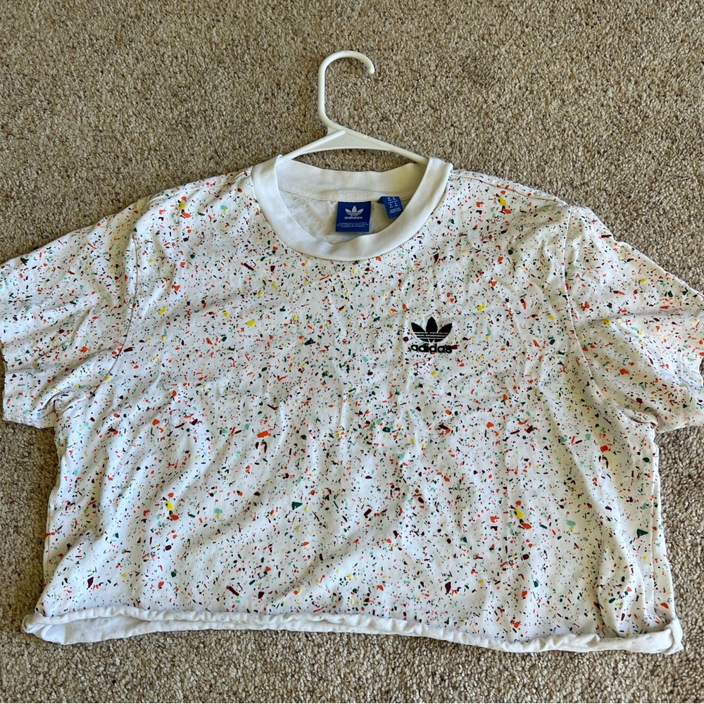 Adidas Women’s Splatter Paint Cropped T-Shirt size Medium